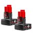 Milwaukee Genuine M12B4 12V M12 Fuel Red Lithium Ion 4.0Ah Battery Twin Pack