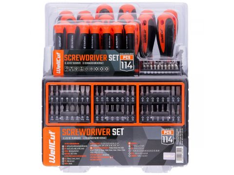 WellCut WC-SDB114S Wall-Mounted Screwdriver Set with 114 Pieces - 63014 - image