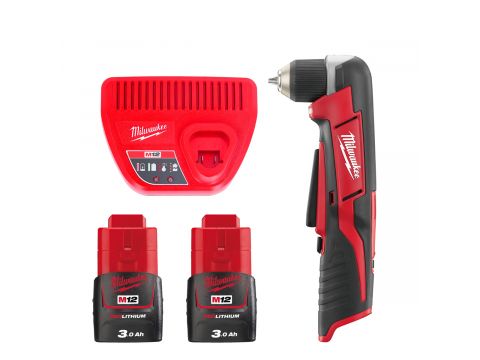 Milwaukee C12RAD 12V Cordless Right Angle Drill With 2 x 3.0Ah Batteries & Charger - 67041 - image